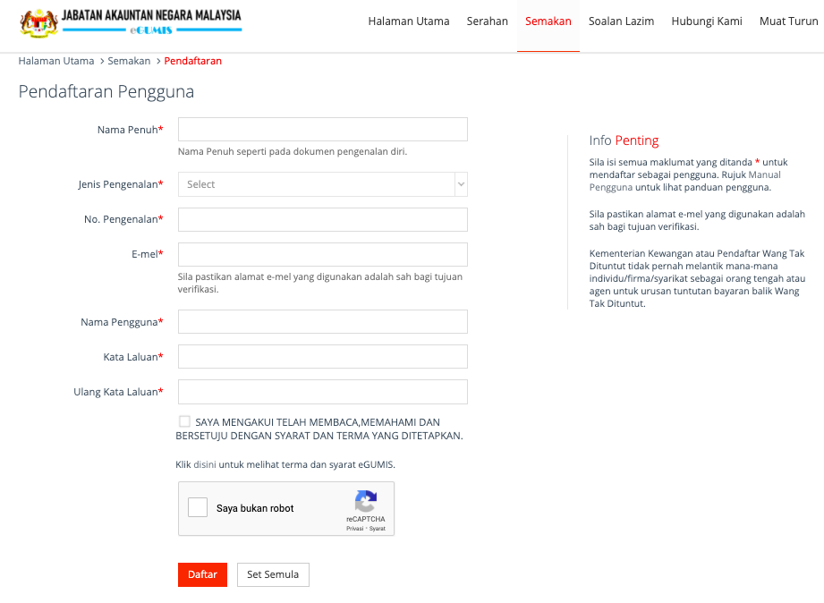 Semakan Online Wang Tak Dituntut Dan Proses Bayaran Balik WTD