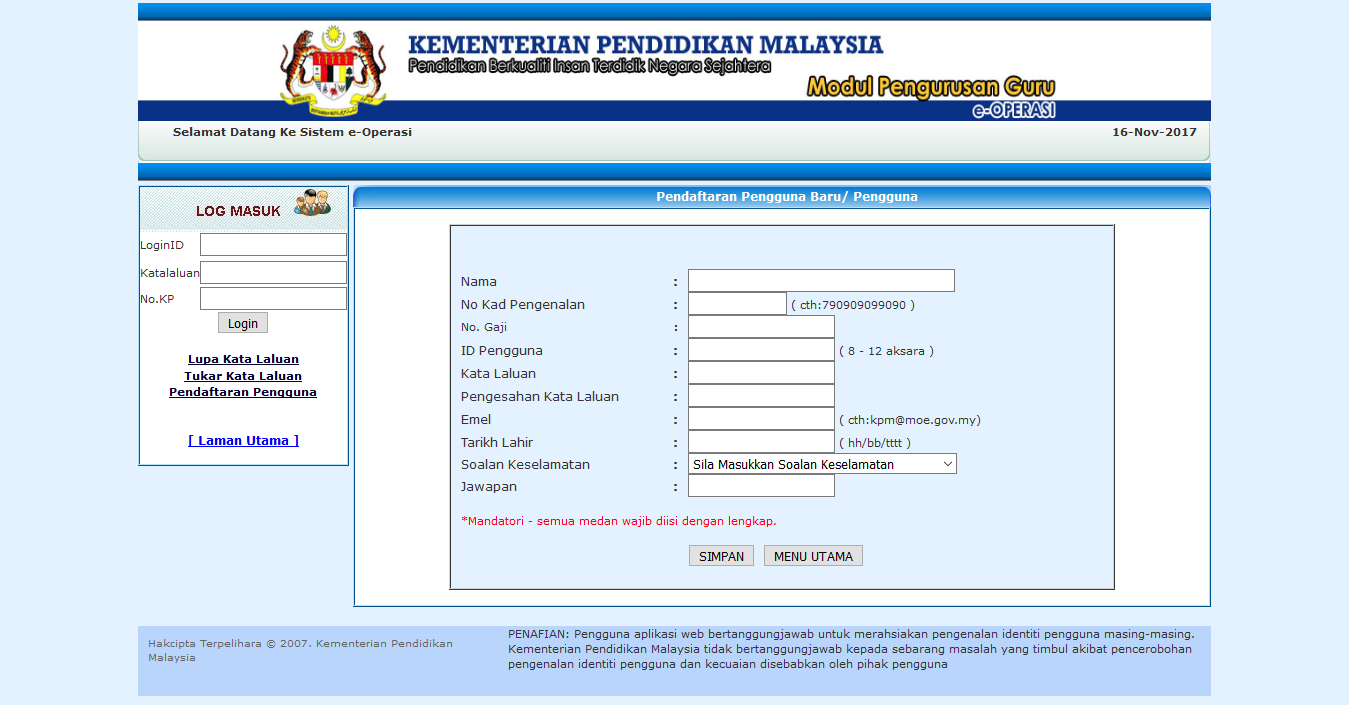 login eoperasi