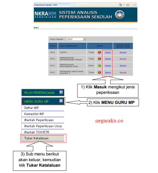 tukar password saps ibu bapa
