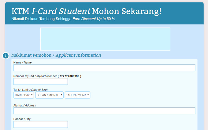 cara-cara permohonan kad diskaun pelajar ktmb 2