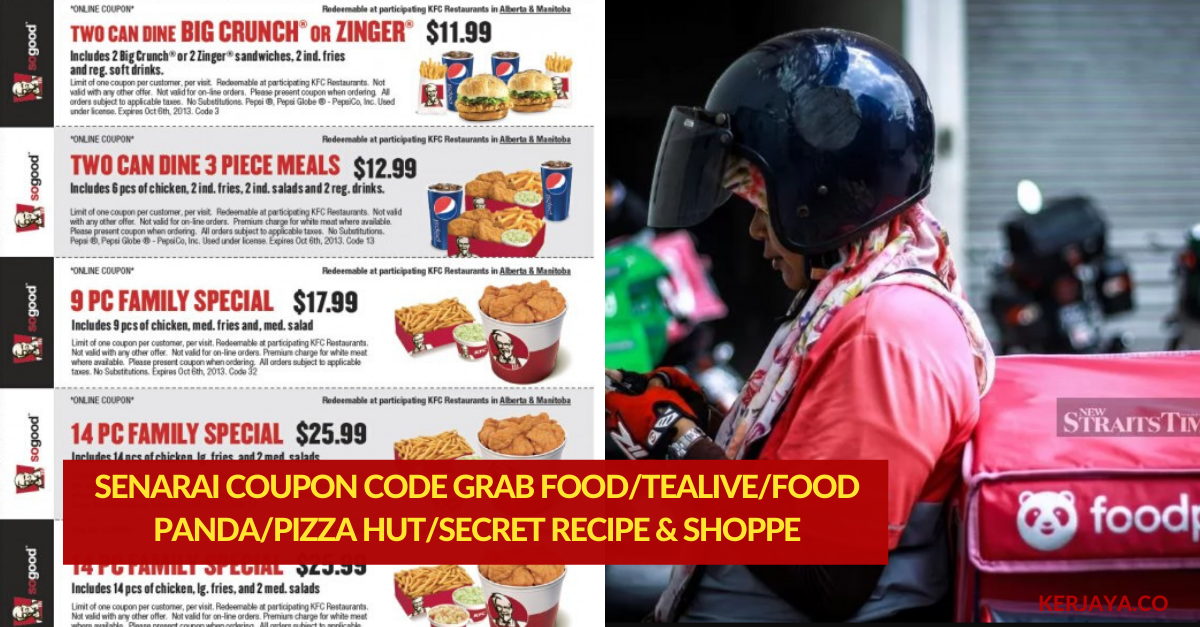 Senarai Coupon Code & Promo Code Food Delivery