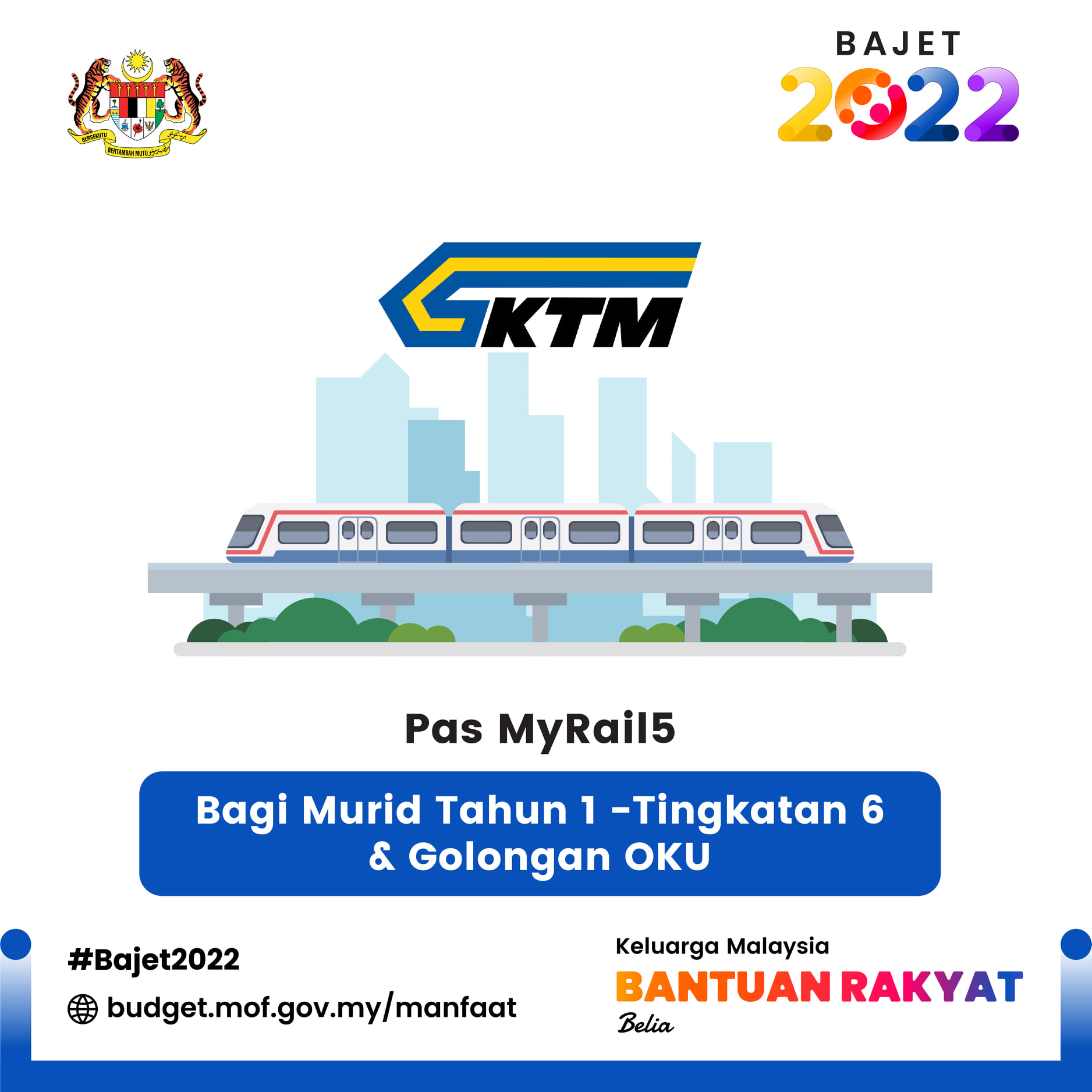 Subsidi Pas Perjalanan Tanpa Had Pelajar & OKU Online MyRail5 Diteruskan. Ini Cara Daftar