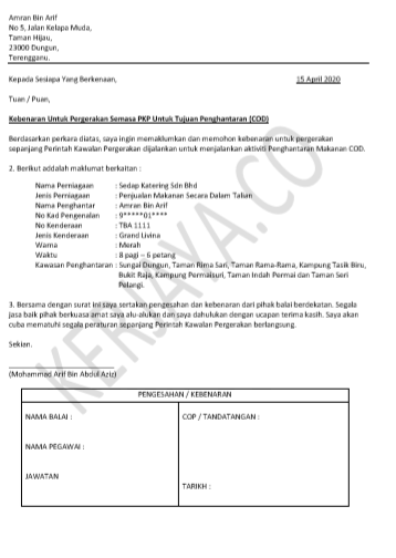 surat kebenaran cod