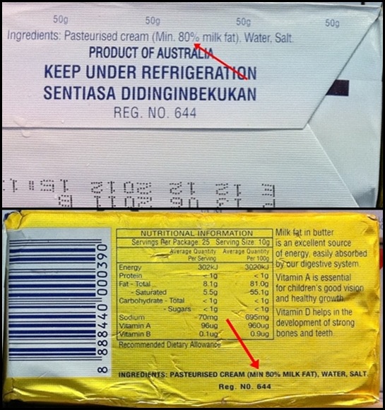 kandungan butter