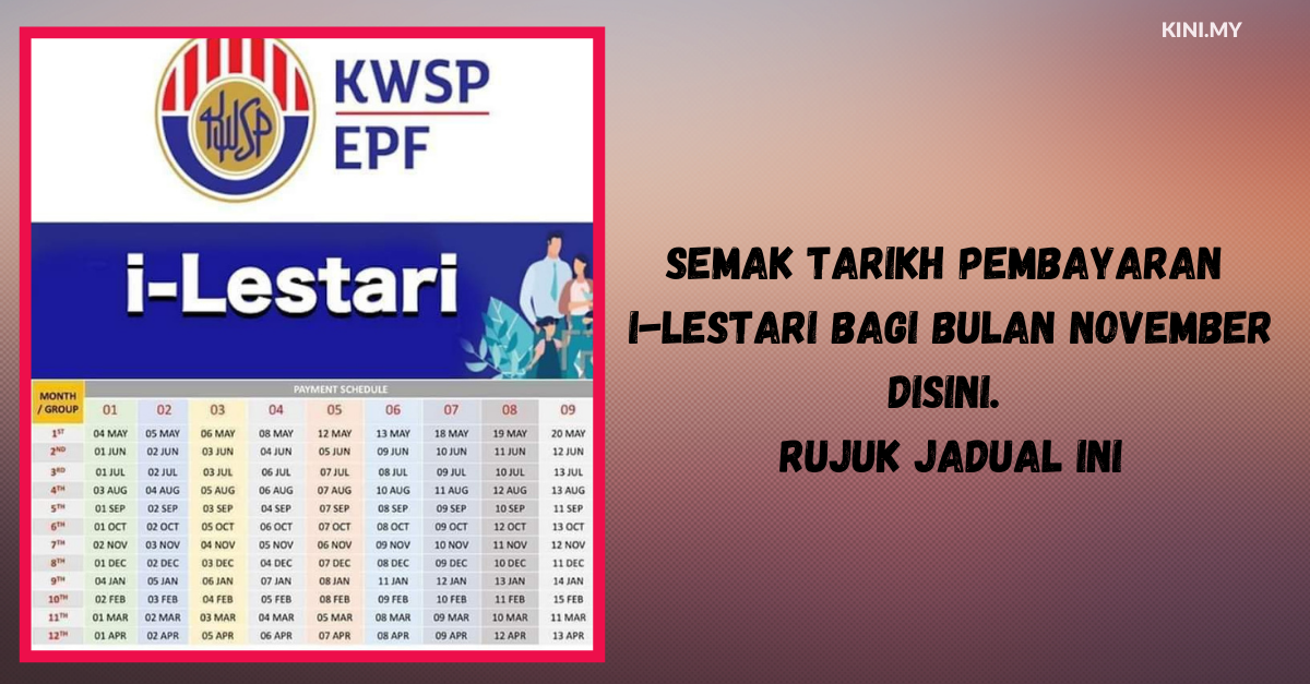 Semak Tarikh Pembayaran i-Lestari Bagi Bulan November Disini. Rujuk Jadual Ini