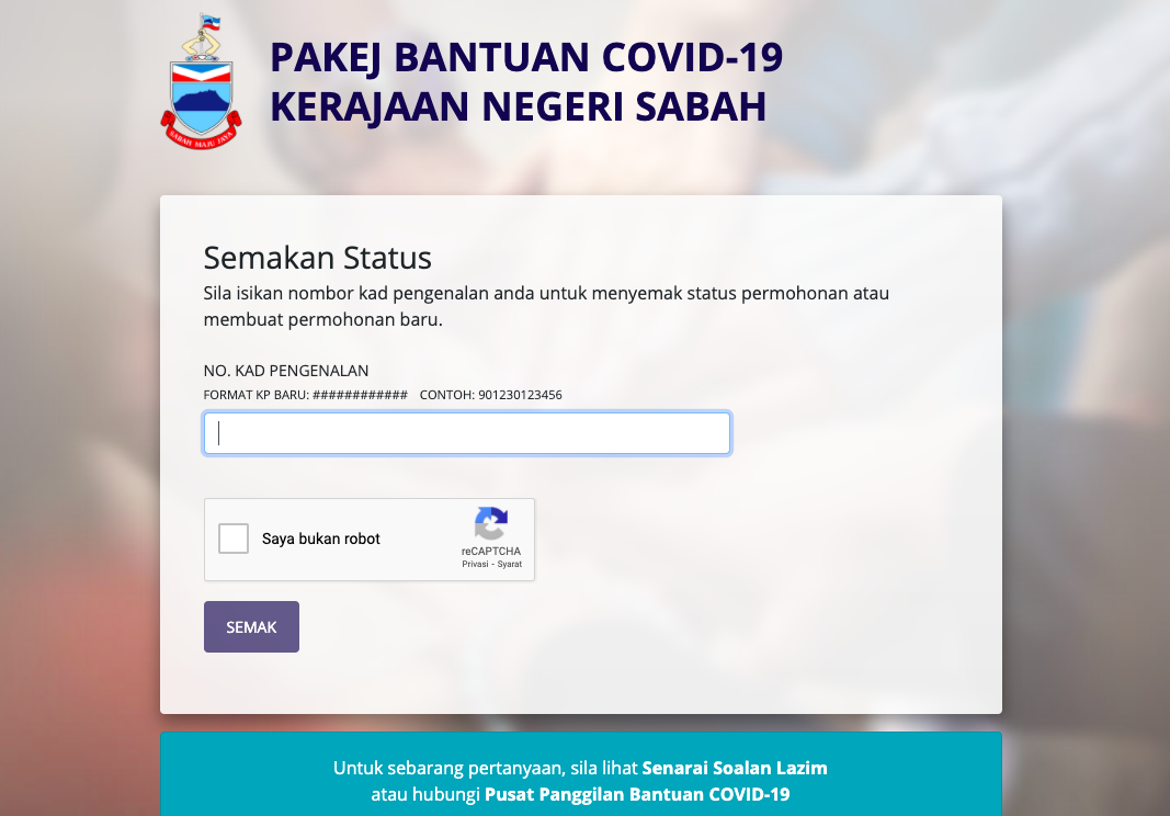 Bantuan Tunai Prihatin Covid-19 Sabah RM300. Buat Semakan Sekarang