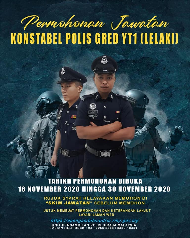 Permohonan Konstabel Polis YT1. Lihat Syarat Dan Cara Permohonan Disini
