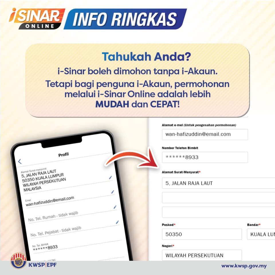 iSinar Boleh Dipohon Tanpa iAkaun. Lebih Mudah & Cepat
