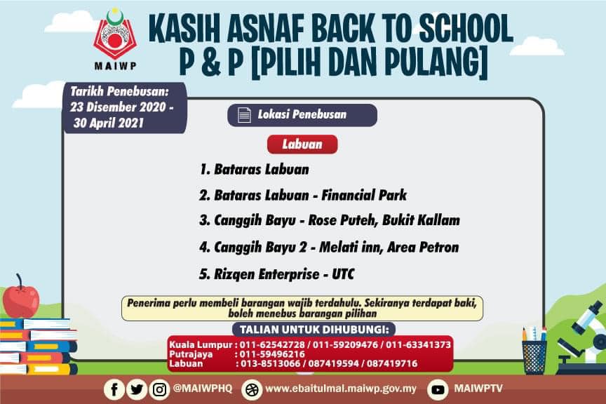 MAIWP: Pilih & Pulang Kasih Asnaf Back To School. Tak Perlu Bayar, Percuma Sahaja