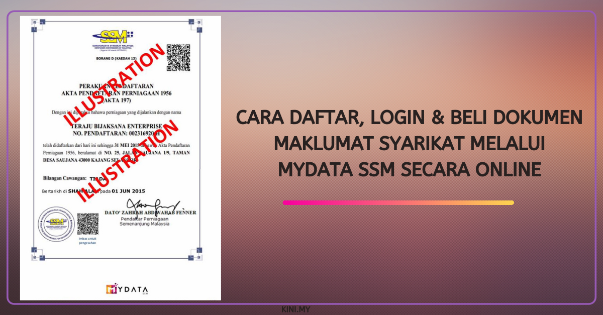 Cara Daftar, Login & Beli Dokumen Maklumat Syarikat Melalui MyData SSM Secara Online