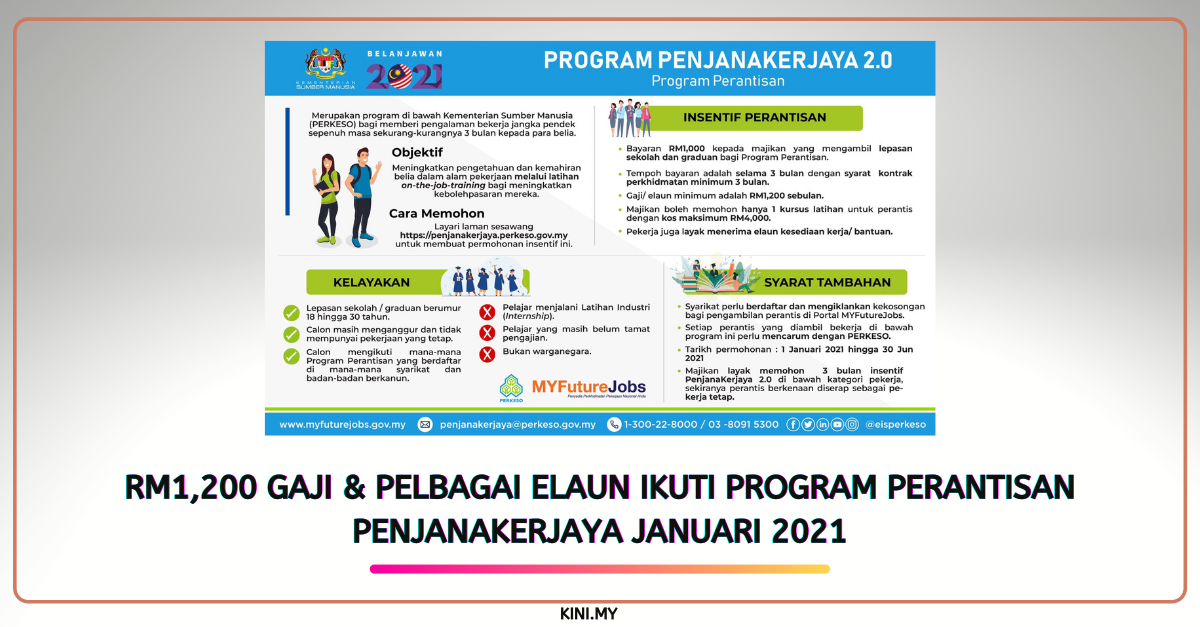 RM1,200 Gaji & Pelbagai Elaun Ikuti Program Perantisan PenjanaKerjaya Januari 2021