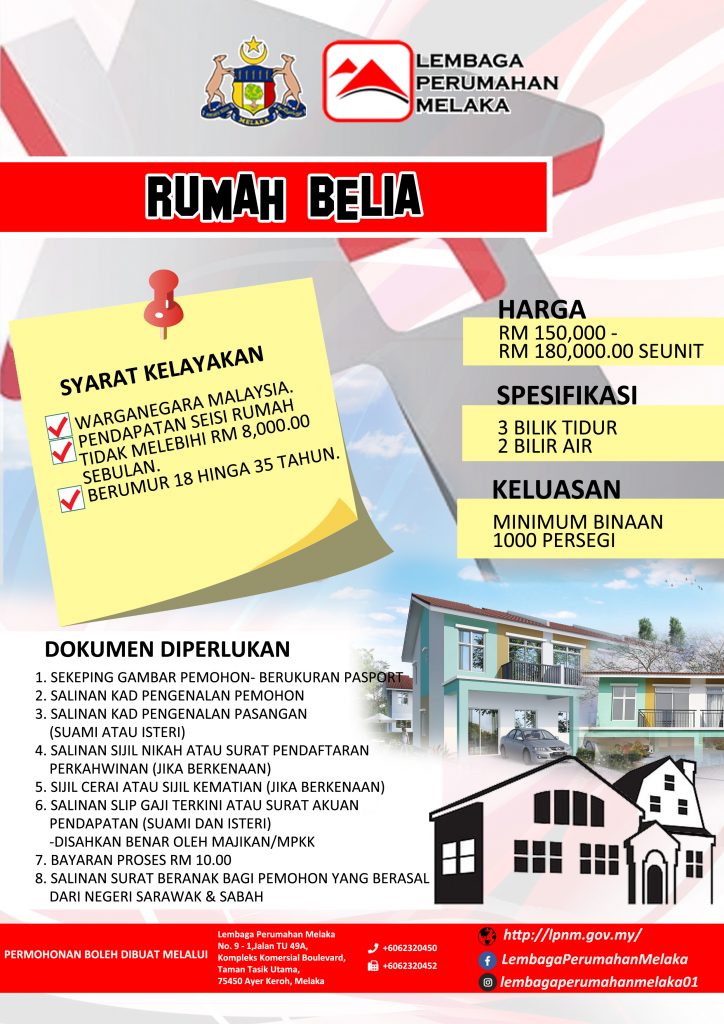 6 Kategori Rumah Mampu Milik Melaka, LPNM. Semak Syarat Kelayakan Disini