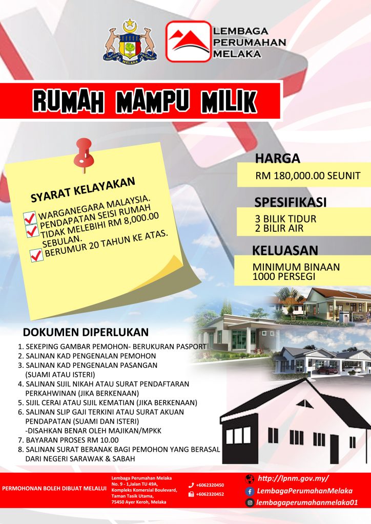 6 Kategori Rumah Mampu Milik Melaka, LPNM. Semak Syarat Kelayakan Disini