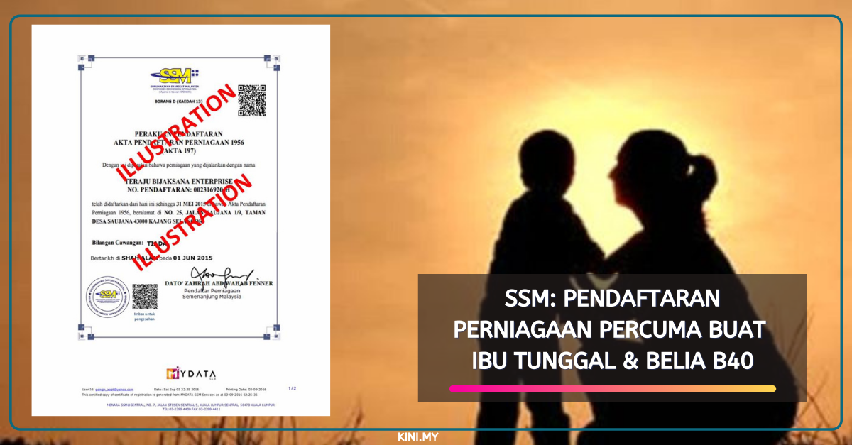 SSM: Pendaftaran Perniagaan Percuma Buat Ibu Tunggal & Belia B40