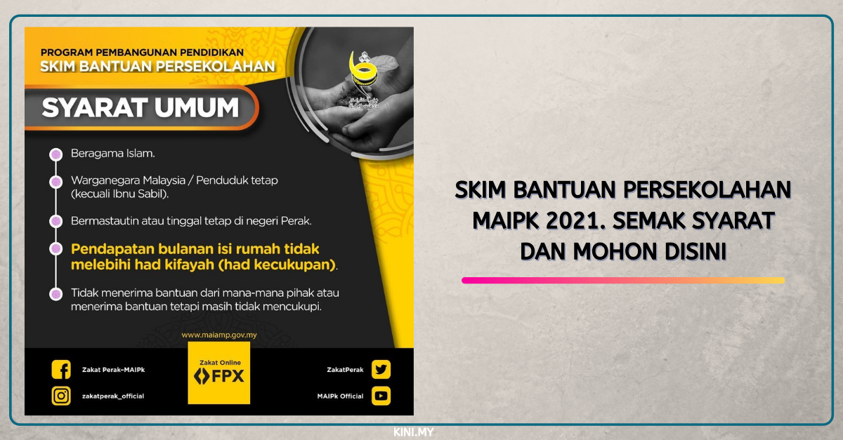 Skim Bantuan Persekolahan MAIPk 2021. Semak Syarat Dan Mohon Disini