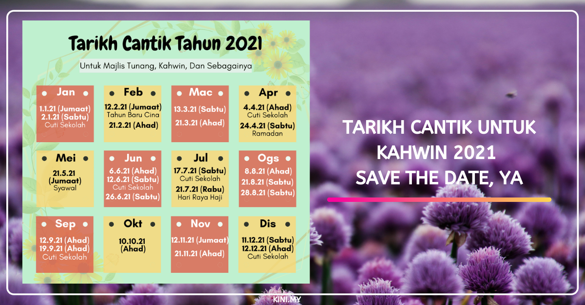 Tarikh Cantik Untuk Kahwin 2021. Save The Date, Ya