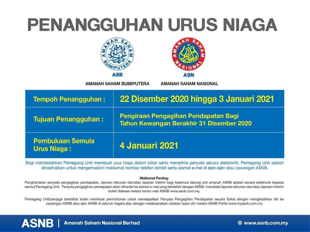 Penangguhan Urus Niaga ASB & ASN 2020. Berapa Kadar Bonus & Dividen Akan Dapat?