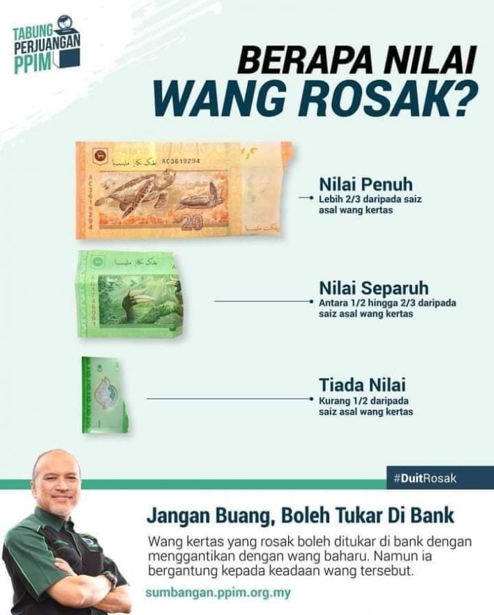 Cara Nak Tukar Duit Kertas Rosak Di Bank. Jangan Buang Tau!