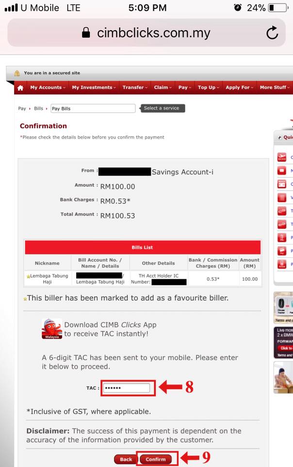 Transfer Duit Ke Tabung Haji Dari CIMB Automatik Setiap Bulan. Ikuti Langkah-Langkah Ini
