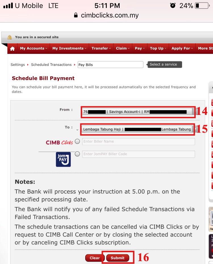 Transfer Duit Ke Tabung Haji Dari CIMB Automatik Setiap Bulan. Ikuti Langkah-Langkah Ini