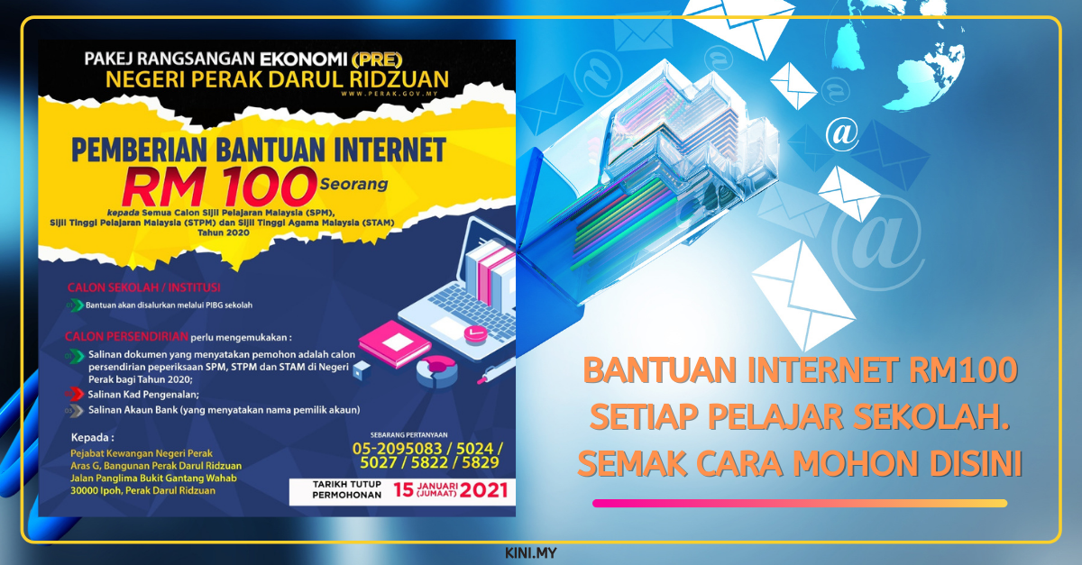 Bantuan Internet RM100 Setiap Pelajar Sekolah. Semak Cara Mohon Disini