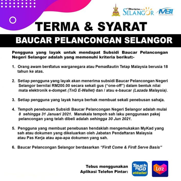 RM200 Subsidi Baucar Pelancongan Selangor. Jom Tebus Segera
