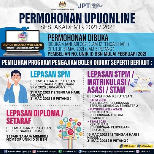 Cara Permohonan UPUOnline Sesi 2021 / 2022 Langkah Demi Langkah