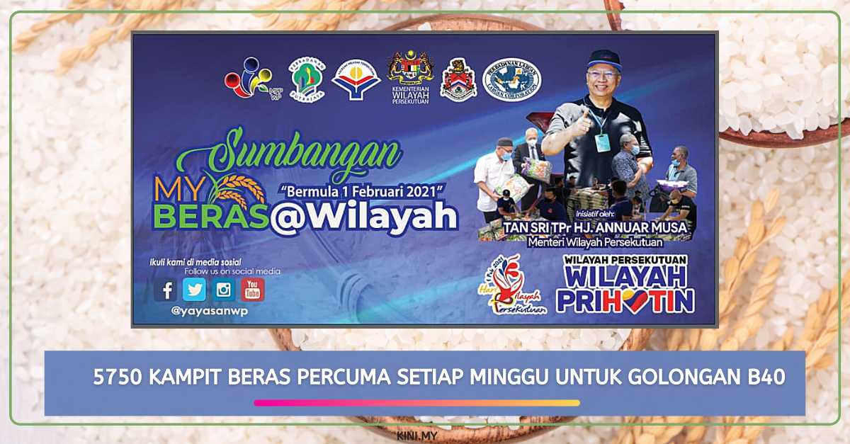 5750 Kampit Beras Percuma Setiap Minggu Untuk Golongan B40