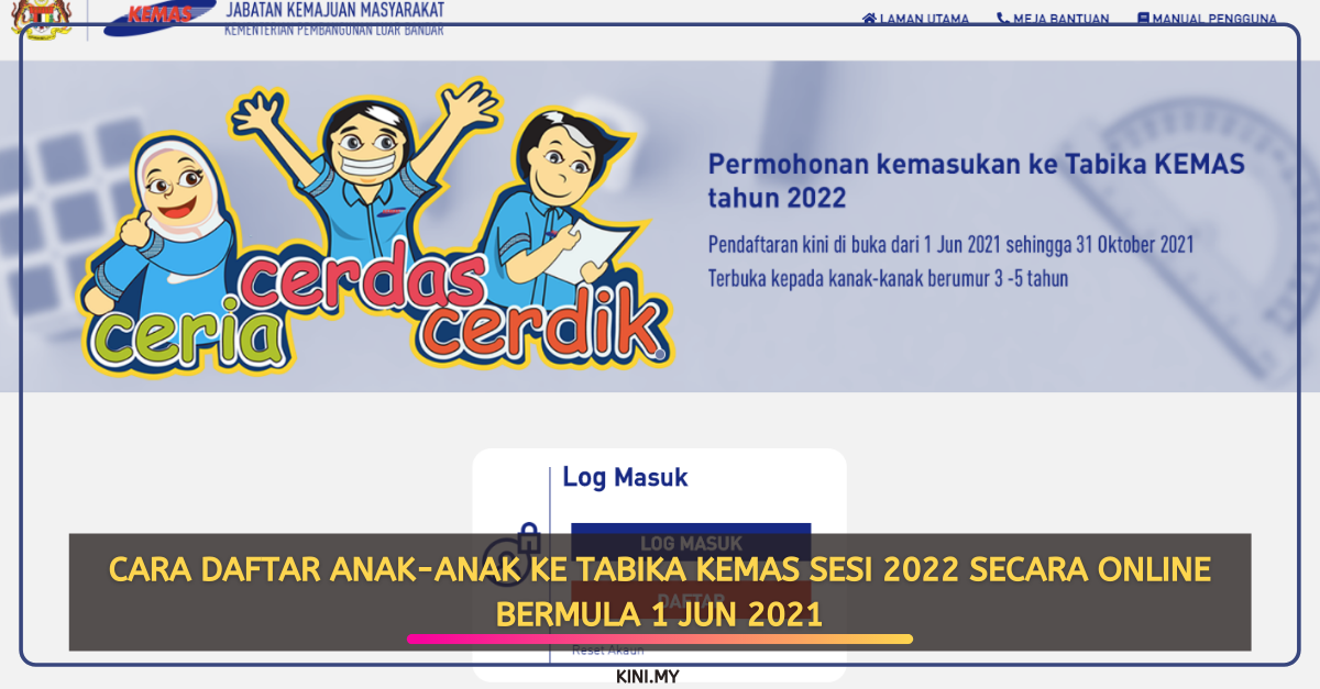 Cara Daftar Anak-Anak Ke TABIKA KEMAS Sesi 2022 Secara Online Bermula 1 Jun 2021
