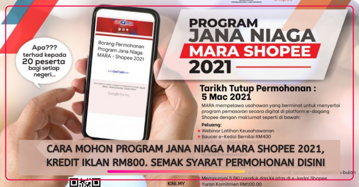 Cara Mohon Program Jana Niaga MARA Shopee 2021, Kredit Iklan RM800. Semak Syarat Permohonan Disini