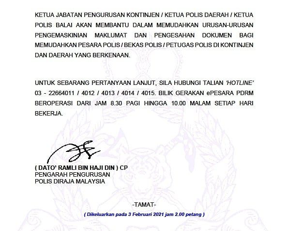 Pesara & Petugas Polis Terima Bayaran One-Off RM500 Mulai Mac 2021