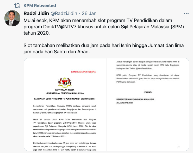 Slot Program TV Pendidikan Di Didik TV@NTV7 Ditambah KPM Khas Untuk Calon SPM