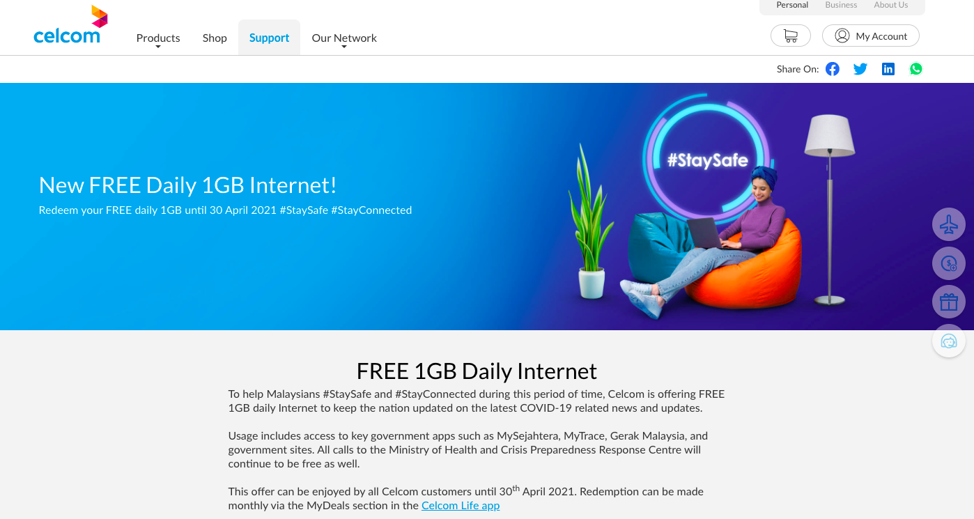 Cara Tebus Data Internet Percuma 1GB Setiap Hari Program Jaringan Prihatin