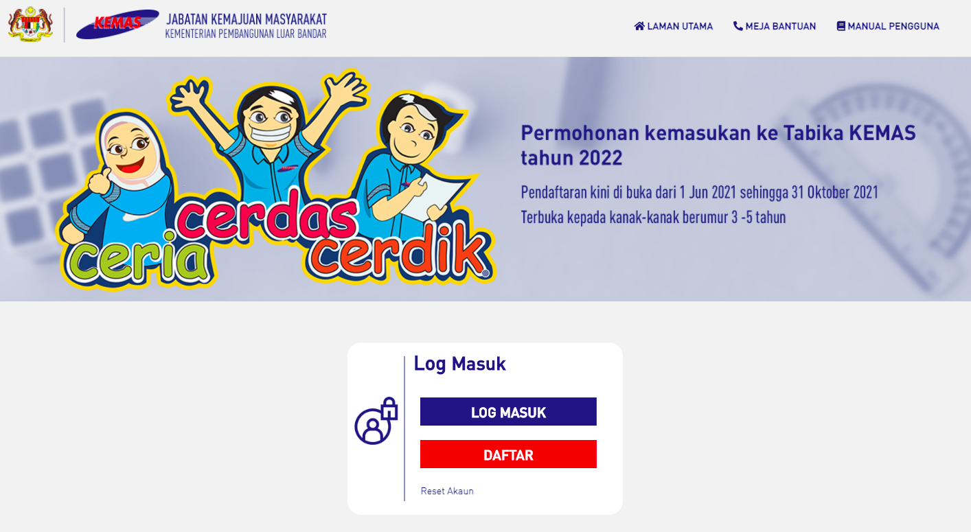 Cara Daftar Anak-Anak Ke TABIKA KEMAS Sesi 2022 Secara Online