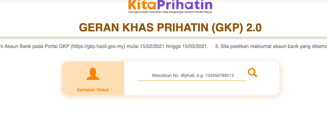 Kemas Kini Akaun Bank GKP 1.0 & 2.0 Dibuka Sehingga 15 Mac 2021