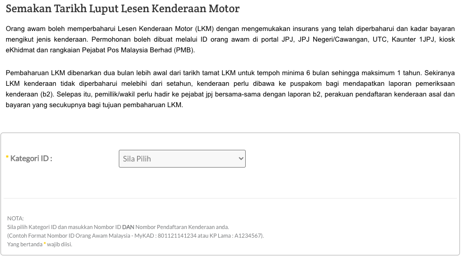 Cara Semak Roadtax Kenderaan Ibu Ayah Di Kampung Secara Online