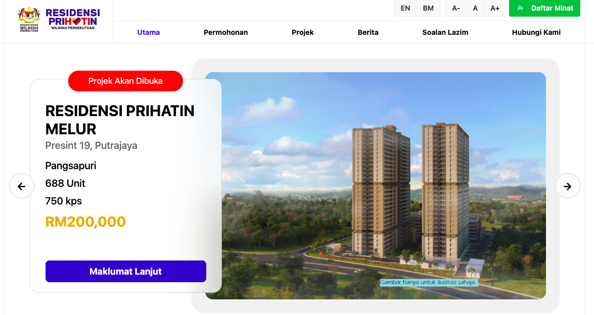 Projek Residensi Prihatin: 12,000 Unit Rumah Mampu Milik Di Putrajaya Untuk Penjawat Awam & Golongan Muda Berkeluarga