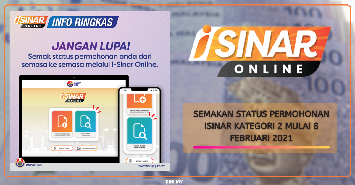 Semakan Status Permohonan iSinar Kategori 2 Mulai 8 Februari 2021