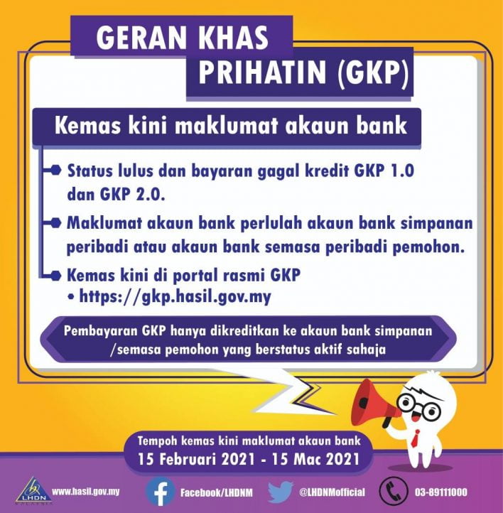 Kemas Kini Akaun Bank GKP 1.0 & 2.0 Dibuka Sehingga 15 Mac 2021