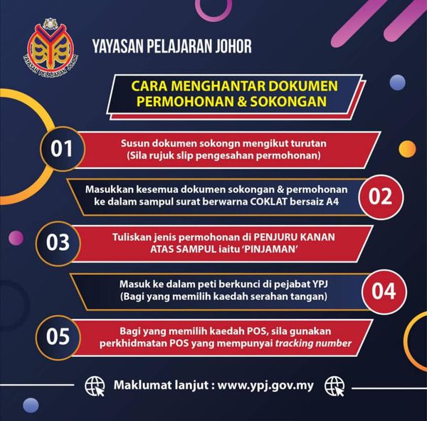 Permohonan Pinjaman Pelajaran Dalam Negara YPJ Dibuka. Semak Cara Mohon Disini