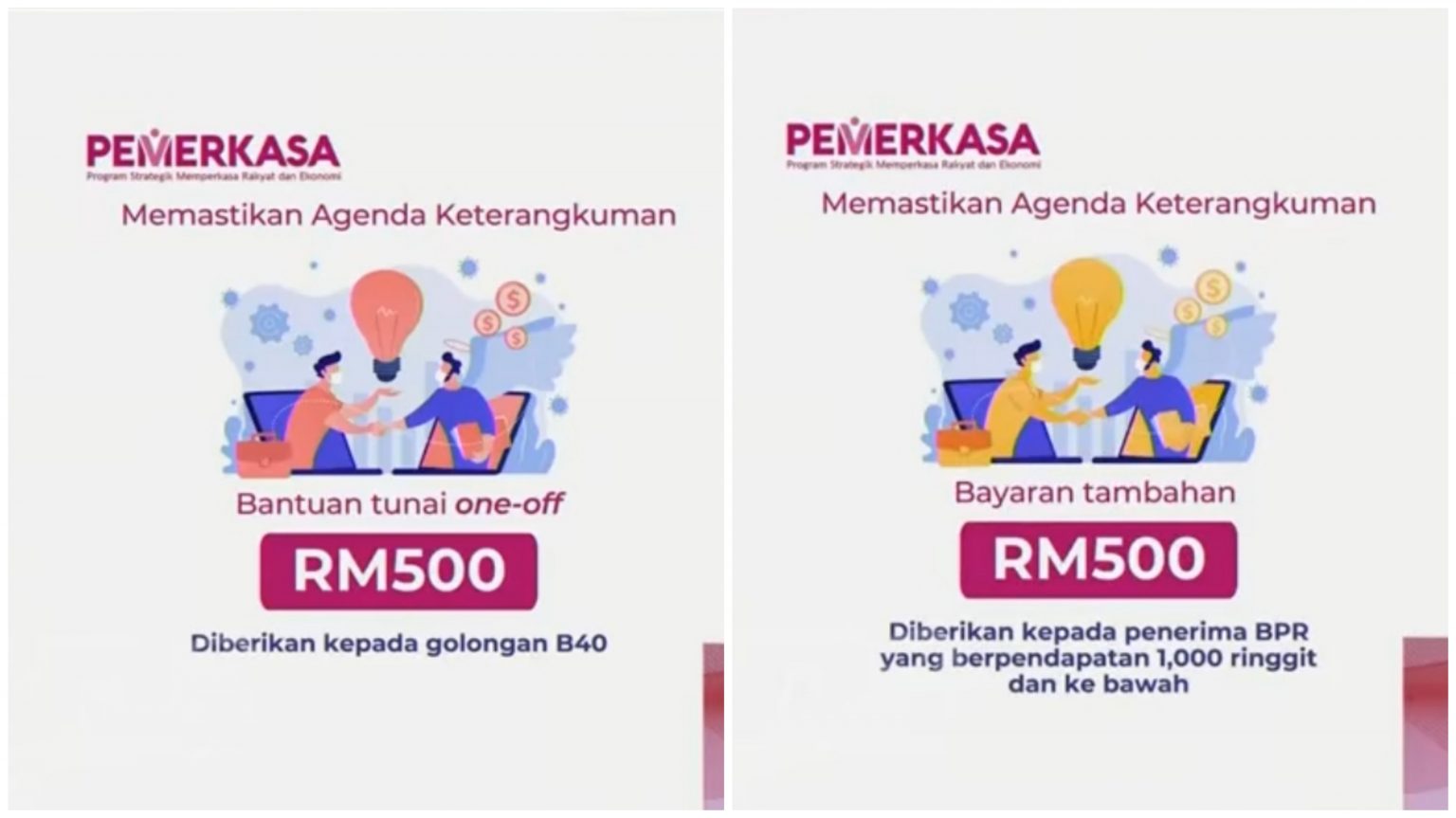 PEMERKASA: Bantuan Tunai One-Off RM500 Kepada Golongan B40 & Penerima BPR