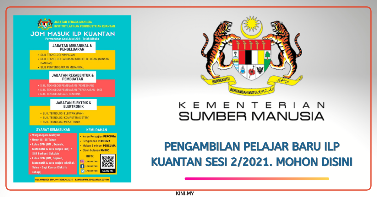 Pengambilan Pelajar Baru ILP Kuantan Sesi 2/2021. Mohon Disini
