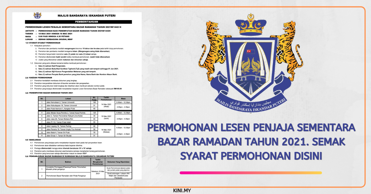 Permohonan Lesen Penjaja Sementara Bazar Ramadan Tahun 2021. Semak Syarat Permohonan Disini