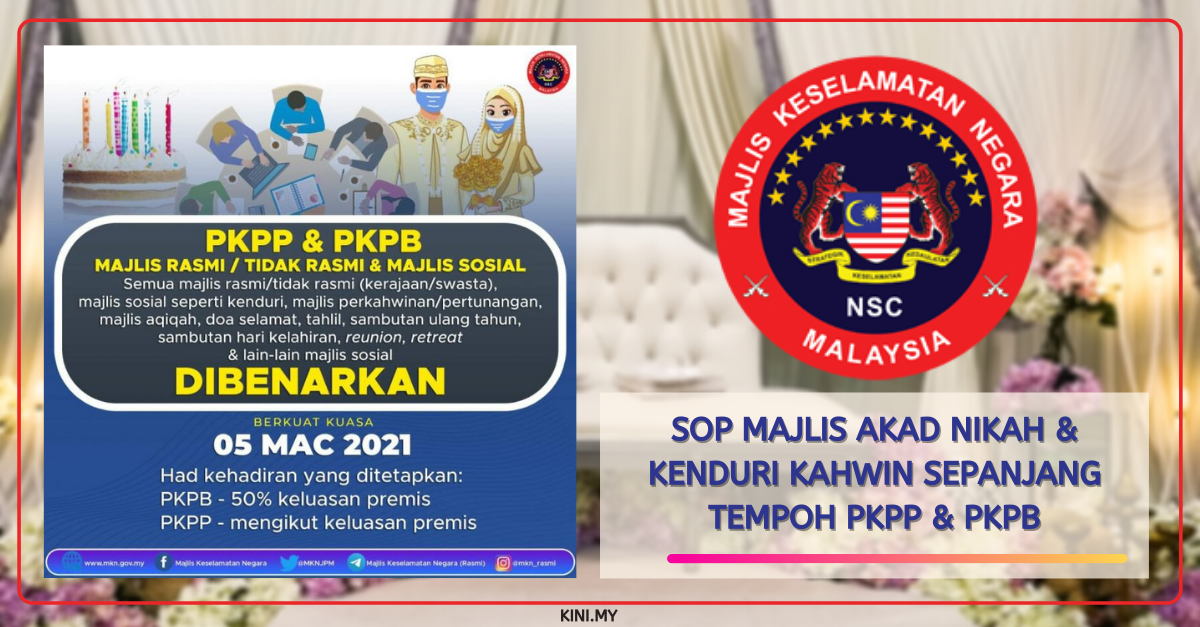 SOP Majlis Akad Nikah & Kenduri Kahwin Sepanjang Tempoh PKPP & PKPB