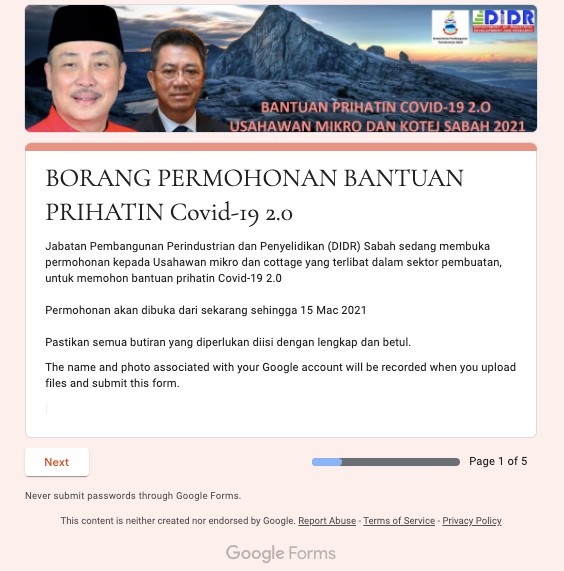 Cara Mohon RM300 Bayaran Tunai Usahawan Mikro & Kotej Sabah Covid-19 2.0