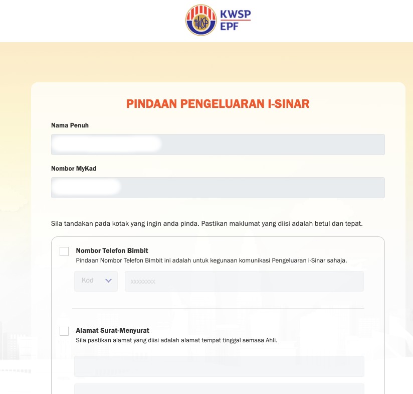 Cara Tukar Amaun Pengeluaran iSinar Mengikut Had Pengeluaran