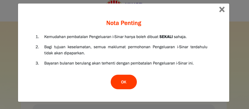 Nak Batalkan Pengeluaran iSinar? Ikut Langkah-Langkah Ini