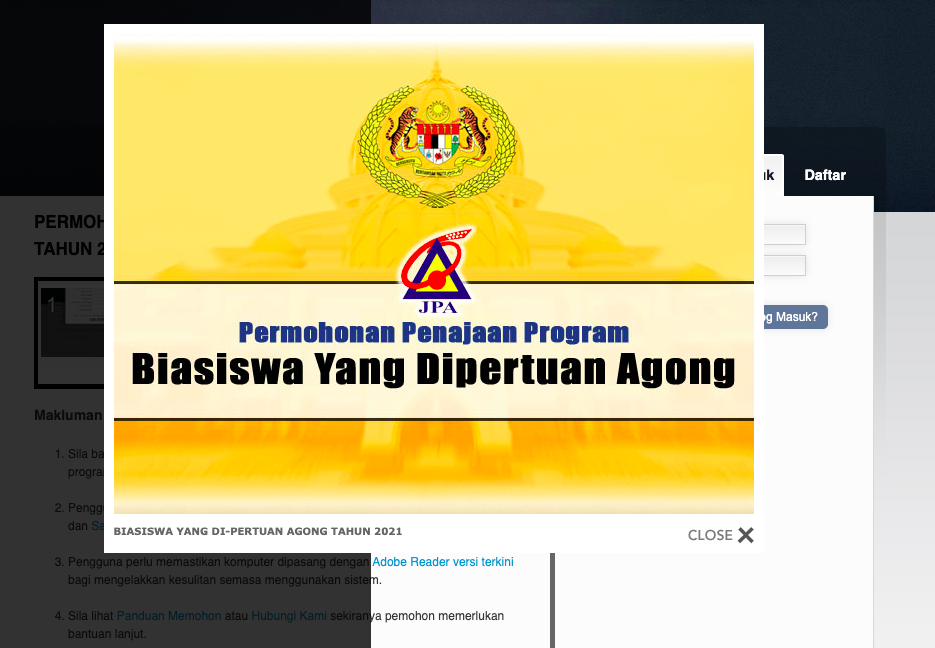 Semak Cara Mohon Biasiswa Yang Di-Pertuan Agong Tahun 2021 JPA Disini. Mohon Sebelum 9 April 2020