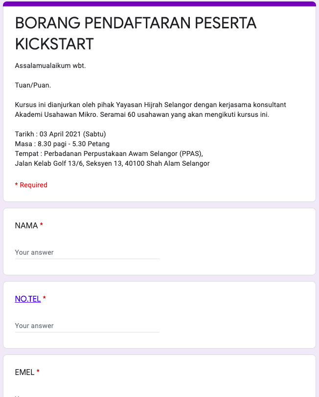 Cara Mohon Kursus KICKSTART Yayasan Hijrah Selangor. Percuma & Tiada Bayaran Dikenakan