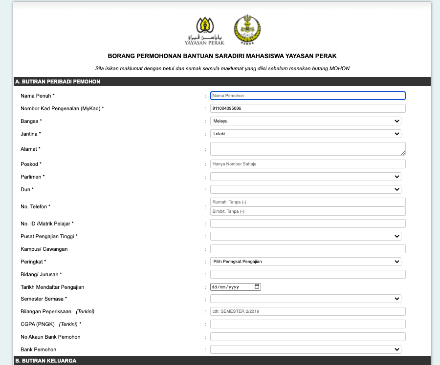 Cara Mohon Bantuan Saradiri & Kecemasan Mahasiswa Negeri Perak